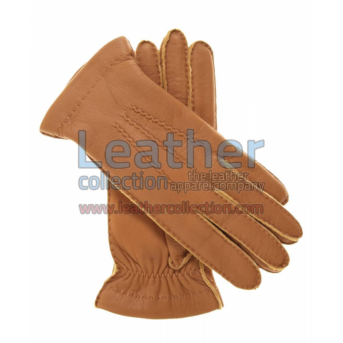Cashmere Wool Lined Biege Lambskin Gloves