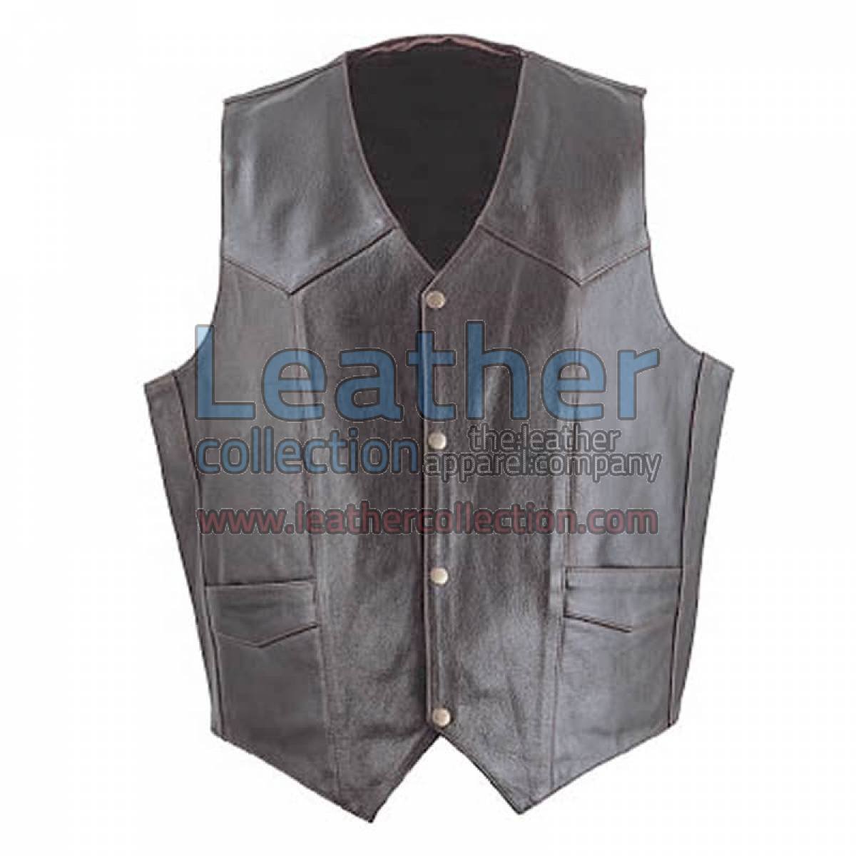 Classic Black Leather Vest for Men