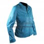 Classic Ladies Blue Leather Jacket