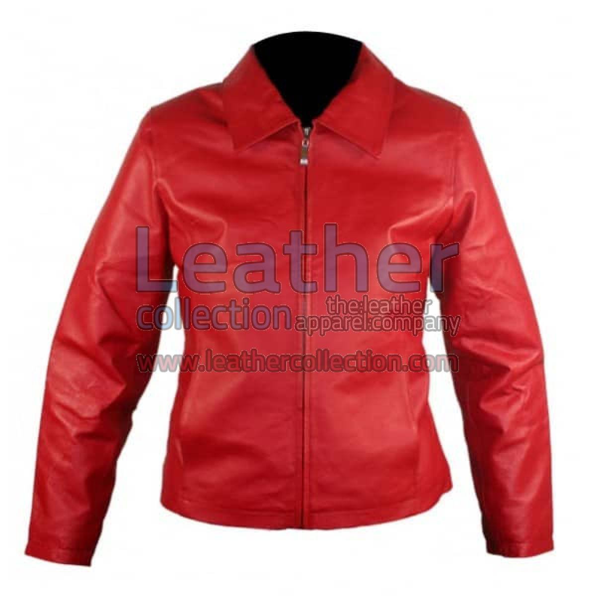 Classic Ladies Red Leather Jacket