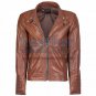 Deuce Classic Biker Leather Jacket Antique Brown
