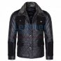 Diamond Leather Jacket with Fur Collar & Flapped Pockets