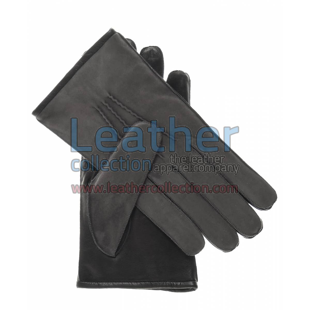 Grey Suede and Lamb Skin Gloves