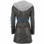 Hooded Leather 3/4 Length Coat Womens