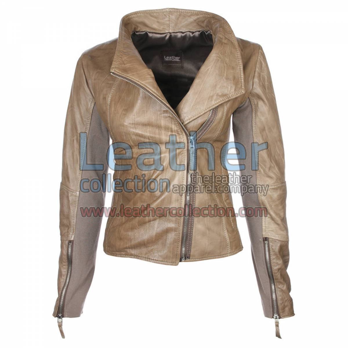 Ladies Sovereign Leather Beige Jacket