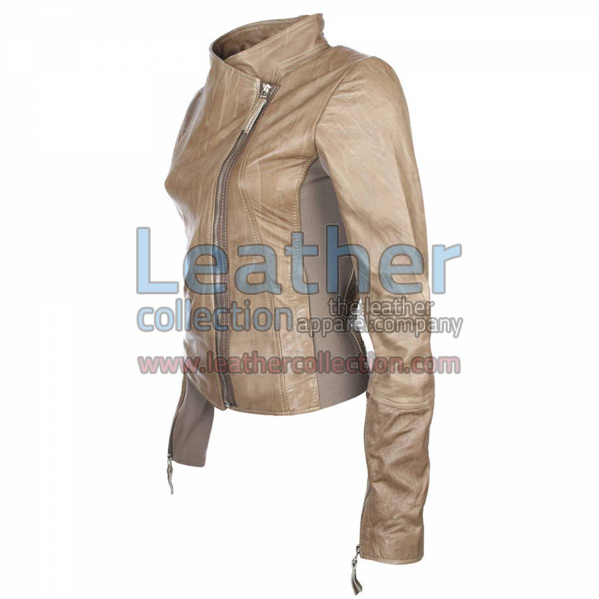 Ladies Sovereign Leather Beige Jacket