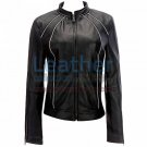 Leather Ladies Jacket With Piping