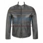 Leather Moto Jacket With Piping On Chest