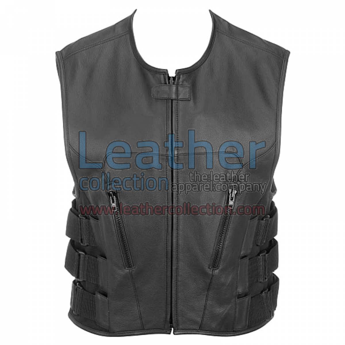 Leather Rider Vest with Velcro Side Straps