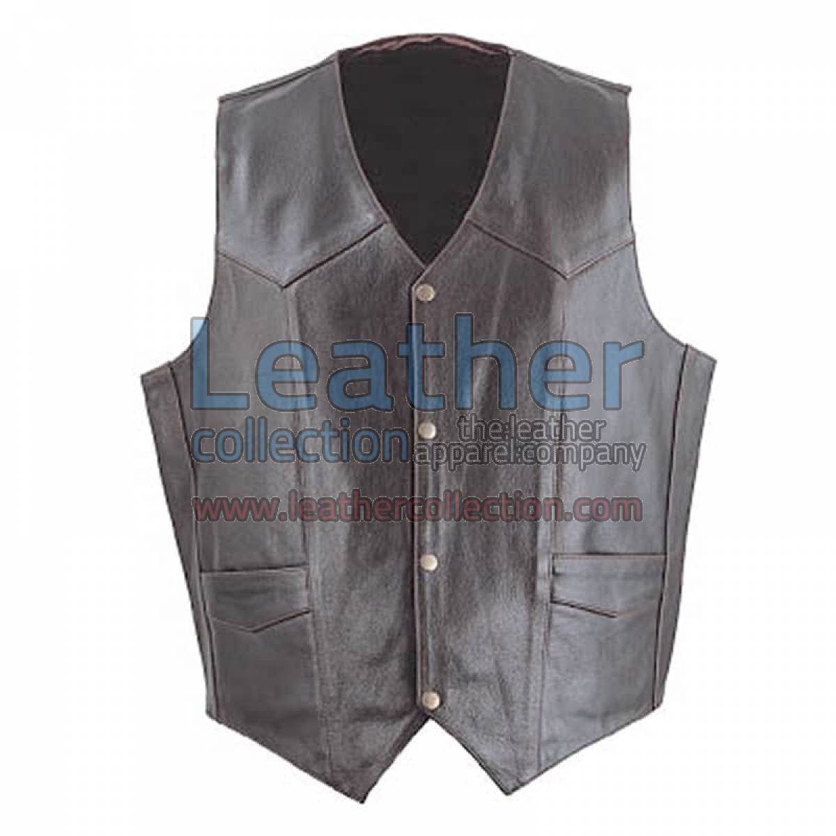 Men Brown Classic Leather Vest