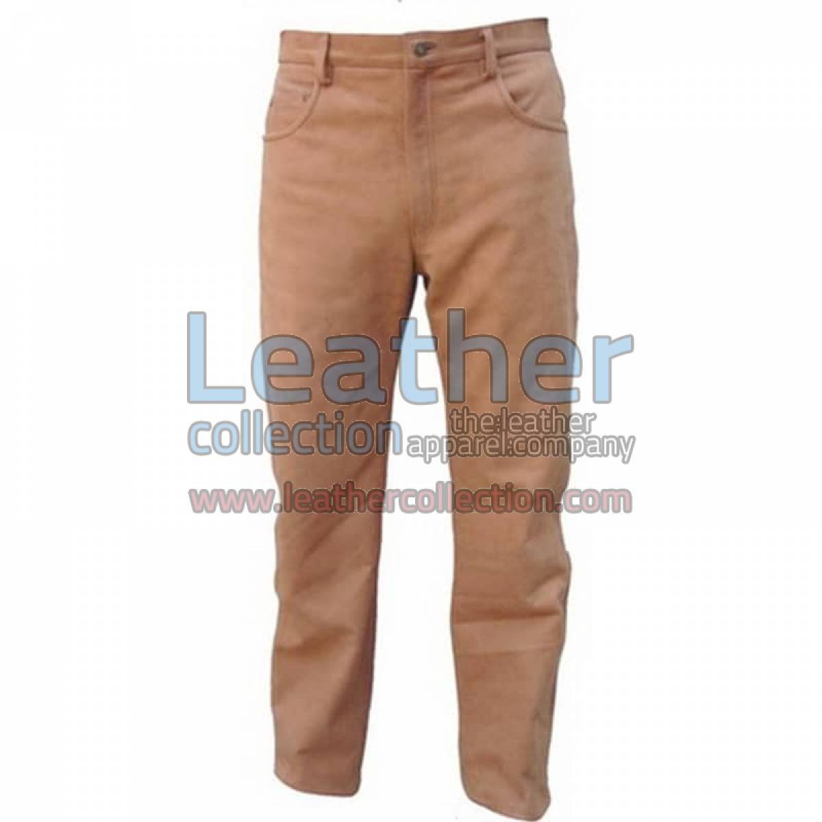 Men Leather Five Pocket Pant