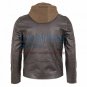 Mens Leather Hooded Jacket