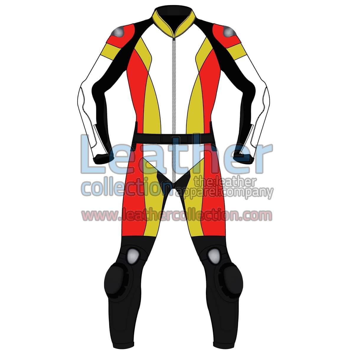 Quad Color Two-Piece Motorbike Leather Suit For Men