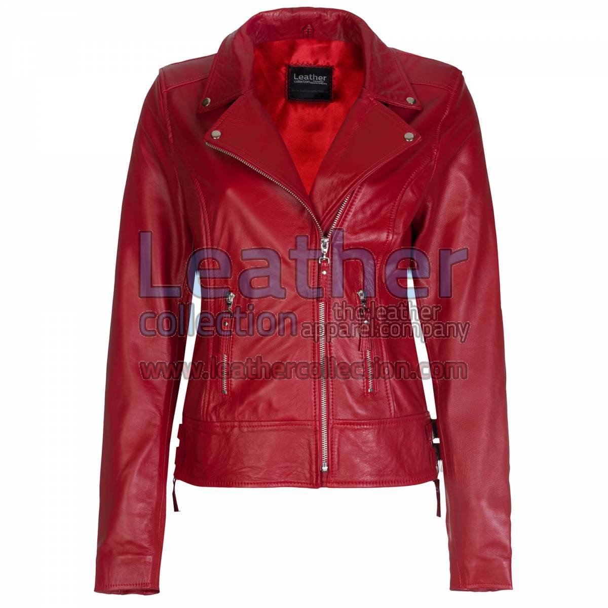 Red Vintage Biker Leather Jacket