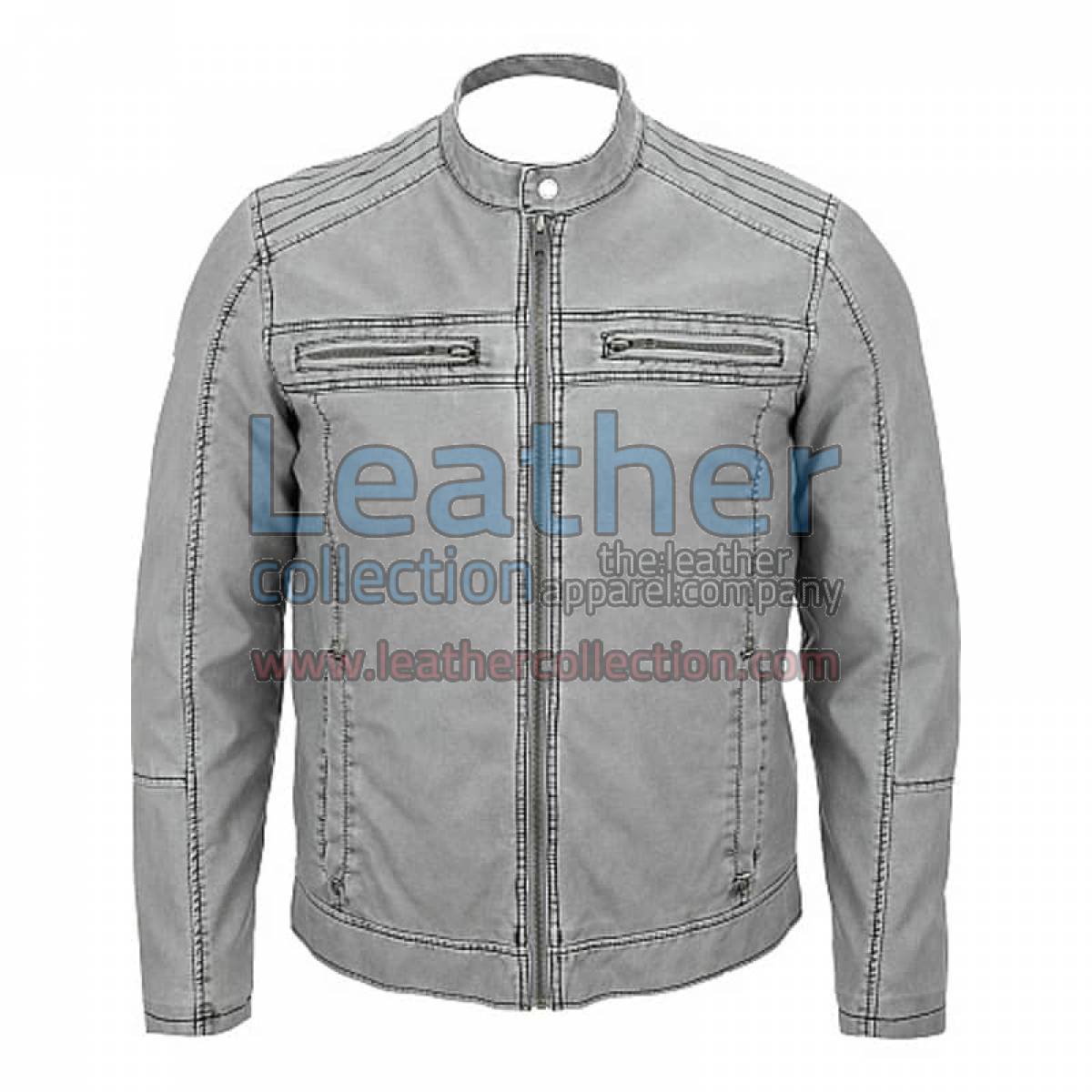 Semi Moto Gray Leather Jacket