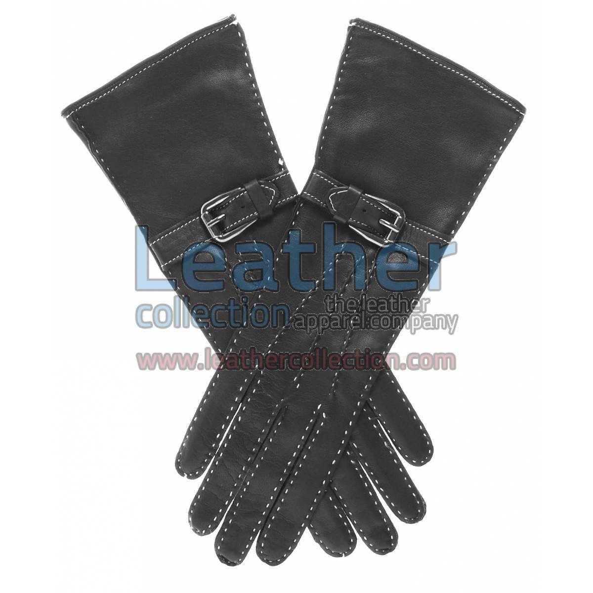 Silk Lined Leather Gloves With Decorative Buckle