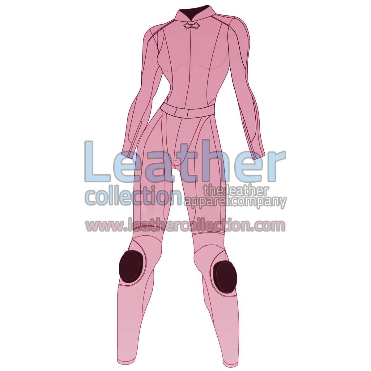 Uni Color Two-Piece Motorbike Leather Suit For Women