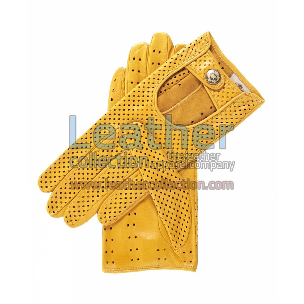 Ventilated Yellow Driving Gloves Ladies