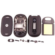 Complete Set Housing Faceplate Cover for Motorola PEBL U6 (Black)
