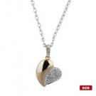 Plated Heart-shaped Crystal USB2.0 Flash Drive Necklace (8GB)