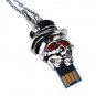 Death Skeleton Head Stainless Steel Crystal USB2.0 Necklace Flash Drive (8GB)