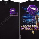 MINNESOTA VIKINGS SKY HELMET BLACK T-SHIRT - LARGE
