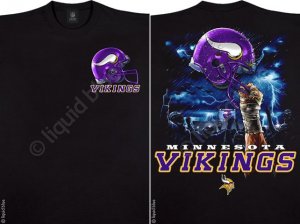 MINNESOTA VIKINGS SKY HELMET BLACK T-SHIRT - LARGE