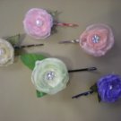 Boby pin fabric flower 1.99 each