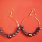 Purplish beads hoop earrings