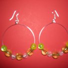 Light green beads hoop earrings