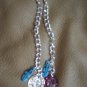 Chain and charms blue and silver earrings
