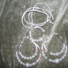 Faux pearls and silver metal double hoops  earrings and necklace set