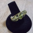 Gold metal, glass green beads size 7 ring
