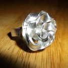 White metal twisted rose ring size 7