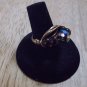 Gold metal black faceted bead irridescent beads ring size 71/2