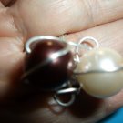 Silver metal brown and white glass pearls beads size 8
