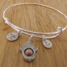 Silver metal 3 charms bracelet 6.00