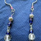 Wire wrapped earring with glass beads