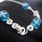 Silver Plated Necklace and Earrings with Blue Beads and Wire Work
