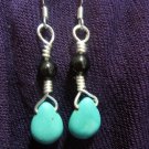 Turquoise Drop Garnet Round Bead Earrings