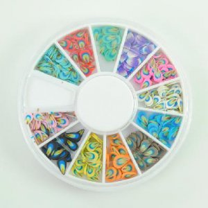 3D Feather Fimo Nail Art Decoration Wheel