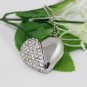 8GB USB Flash Drive Necklace - Jeweled Metal Heart