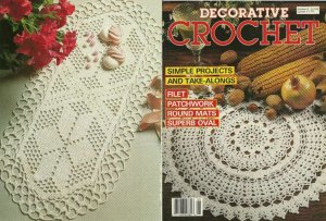 DECORATIVE CROCHET 1989 MARCH 8 FILET PATCHWORK ROUND MATS SUPERB OVAL SIMPLE PROJECTS & TAKE ALONGS