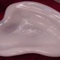 Pair Blenko Art Glass Freeform Ashtrays White Marbled #966 Elegant and Lovely!