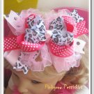 F206a Fun Party leopard & poka dot  6inch boutique bow
