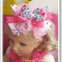 F206a Fun Party leopard & poka dot  6inch boutique bow