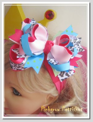 F206b Fun Party colorful & leopard 6inch boutique bow