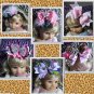F206c Pink zebra feather 6inch boutique bow