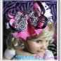 F206d  pink leopard & hot pink 6inch boutique bow
