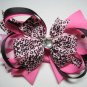 F206d  pink leopard & hot pink 6inch boutique bow